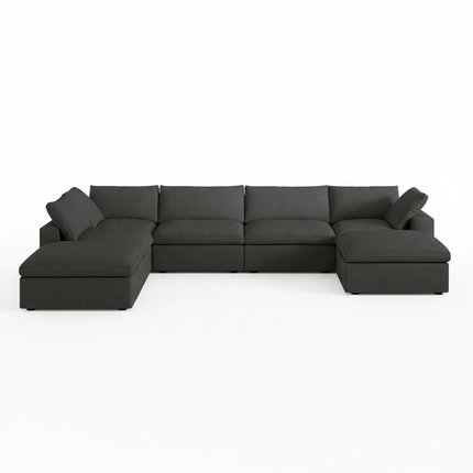 Solenza Nuvia | 160" Cloud Modular 7-Seat Sofa with 2 Ottomans | Washable