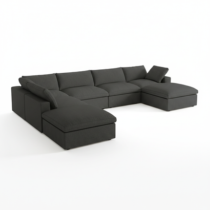 Solenza Nuvia | 160" Cloud Modular 7-Seat Sofa with 2 Ottomans | Washable
