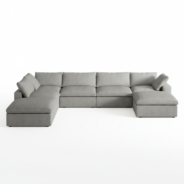 Solenza Nuvia | 160" Cloud Modular 7-Seat Sofa with 2 Ottomans | Washable