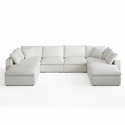 Solenza Nuvia | 160" U-Shaped Cloud Modular 8-Seat with 2 Ottomans | Washable