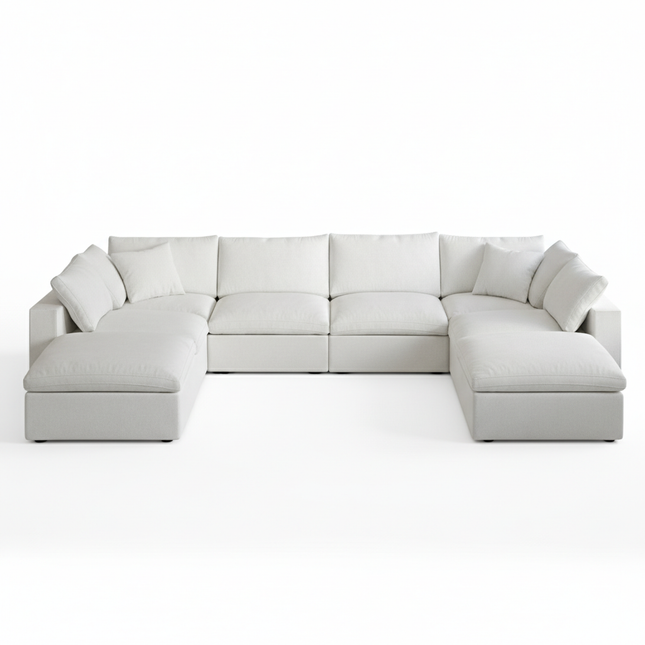 Solenza Nuvia | 160" U-Shaped Cloud Modular 8-Seat with 2 Ottomans | Washable