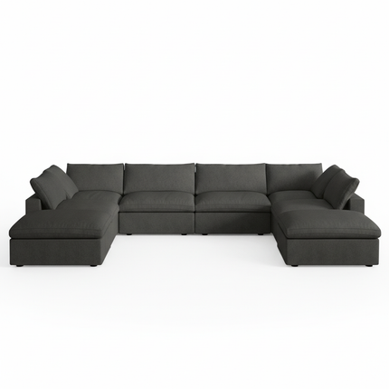 Solenza Nuvia | 160" U-Shaped Cloud Modular 8-Seat with 2 Ottomans | Washable