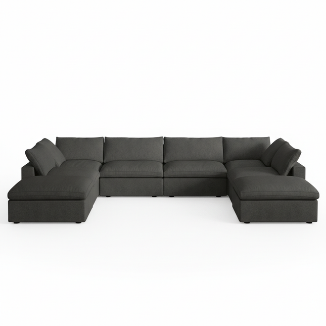 Solenza Nuvia | 160" U-Shaped Cloud Modular 8-Seat with 2 Ottomans | Washable