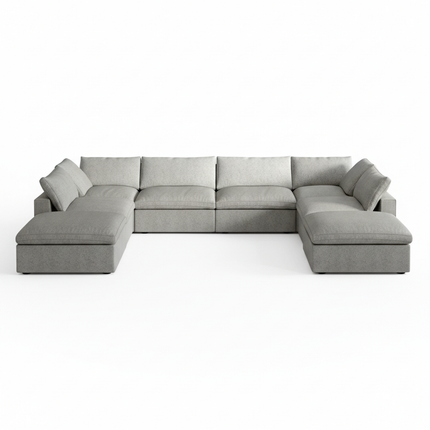 Solenza Nuvia | 160" U-Shaped Cloud Modular 8-Seat with 2 Ottomans | Washable