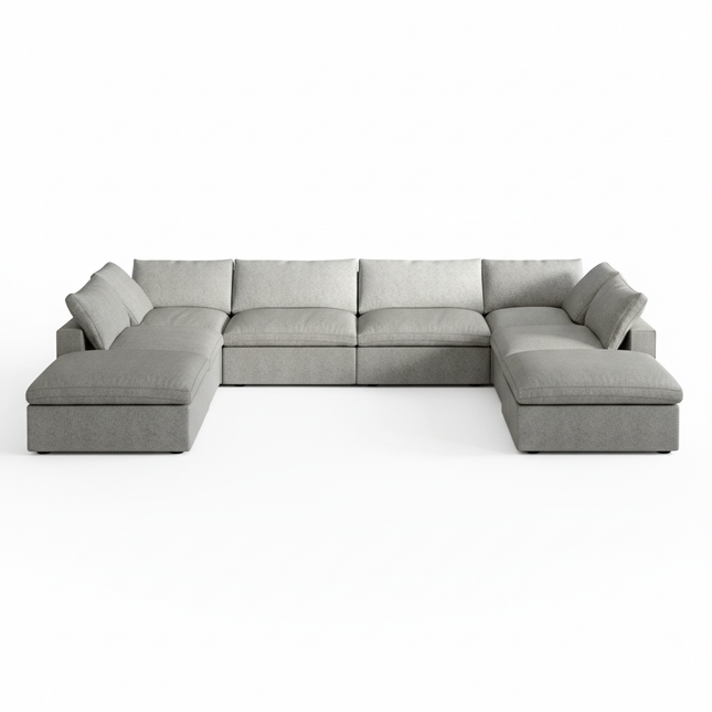 Solenza Nuvia | 160" U-Shaped Cloud Modular 8-Seat with 2 Ottomans | Washable