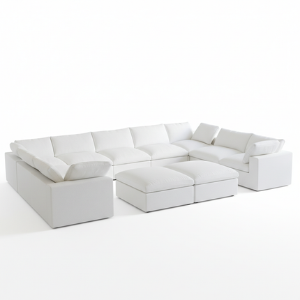 Solenza Nuvia | 201" U-Shaped Cloud Modular 9-Seat with 2 Ottomans | Washable