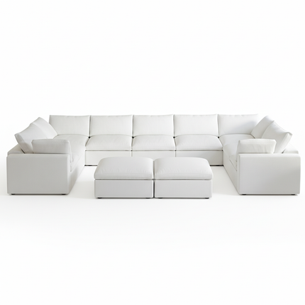Solenza Nuvia | 201" U-Shaped Cloud Modular 9-Seat with 2 Ottomans | Washable