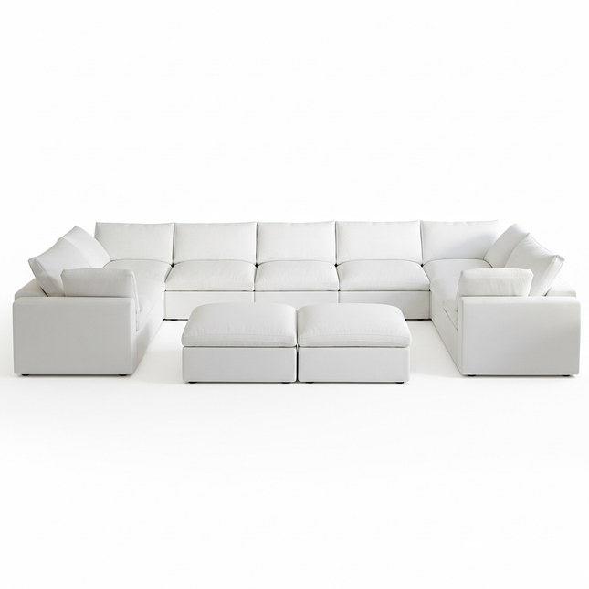 Solenza Nuvia | 201" U-Shaped Cloud Modular 9-Seat with 2 Ottomans | Washable