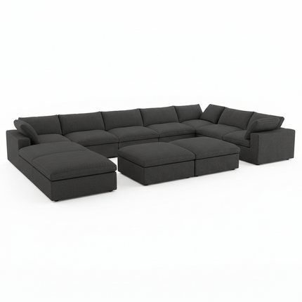 Solenza Nuvia | 201" U-Shaped Cloud Modular 9-Seat with 2 Ottomans | Washable