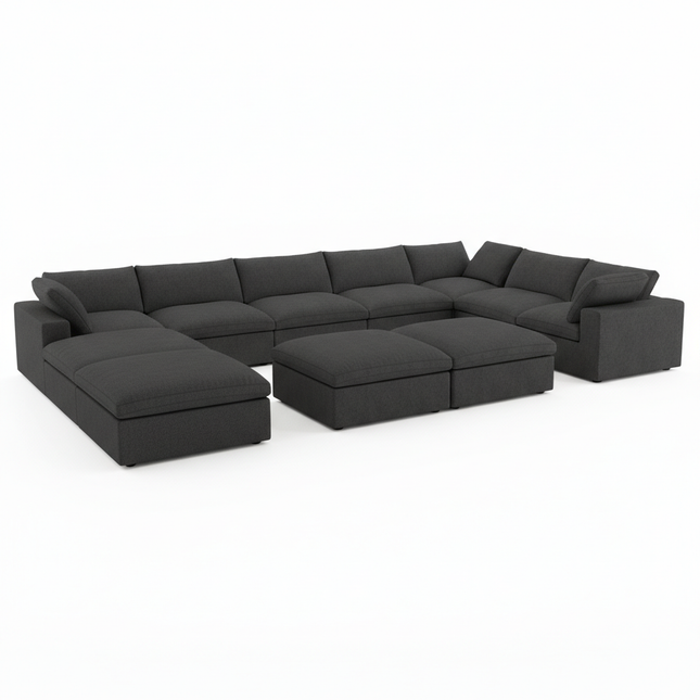 Solenza Nuvia | 201" U-Shaped Cloud Modular 9-Seat with 2 Ottomans | Washable