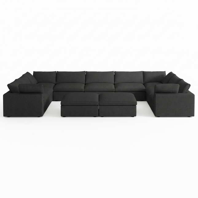 Solenza Nuvia | 201" U-Shaped Cloud Modular 9-Seat with 2 Ottomans | Washable
