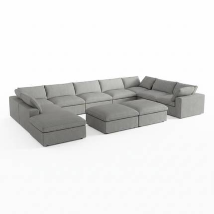 Solenza Nuvia | 201" U-Shaped Cloud Modular 9-Seat with 2 Ottomans | Washable