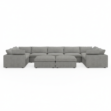 Solenza Nuvia | 201" U-Shaped Cloud Modular 9-Seat with 2 Ottomans | Washable