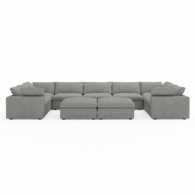 Solenza Nuvia | 201" U-Shaped Cloud Modular 9-Seat with 2 Ottomans | Washable
