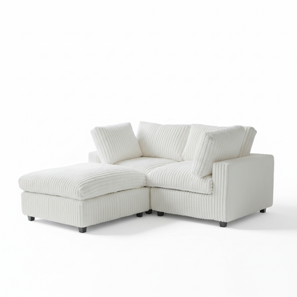 Solenza Palatina | 79" Cloud Modular 2-Seater Sectional + Ottoman | Washable Plush Fabric