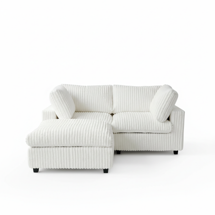 Solenza Palatina | 79" Cloud Modular 2-Seater Sectional + Ottoman | Washable Plush Fabric