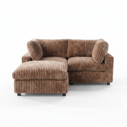 Solenza Palatina | 79" Cloud Modular 2-Seater Sectional + Ottoman | Washable Plush Fabric