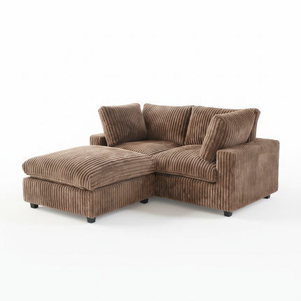 Solenza Palatina | 79" Cloud Modular 2-Seater Sectional + Ottoman | Washable Plush Fabric