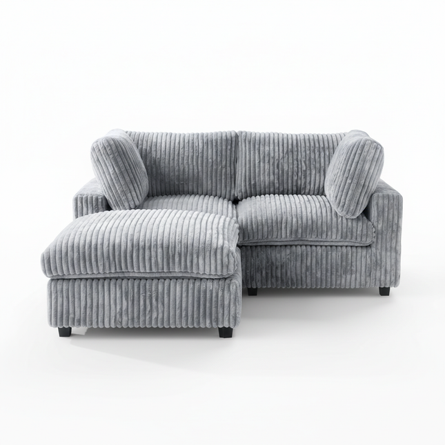 Solenza Palatina | 79" Cloud Modular 2-Seater Sectional + Ottoman | Washable Plush Fabric
