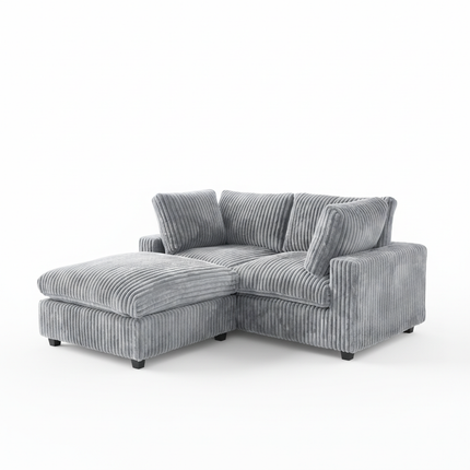 Solenza Palatina | 79" Cloud Modular 2-Seater Sectional + Ottoman | Washable Plush Fabric