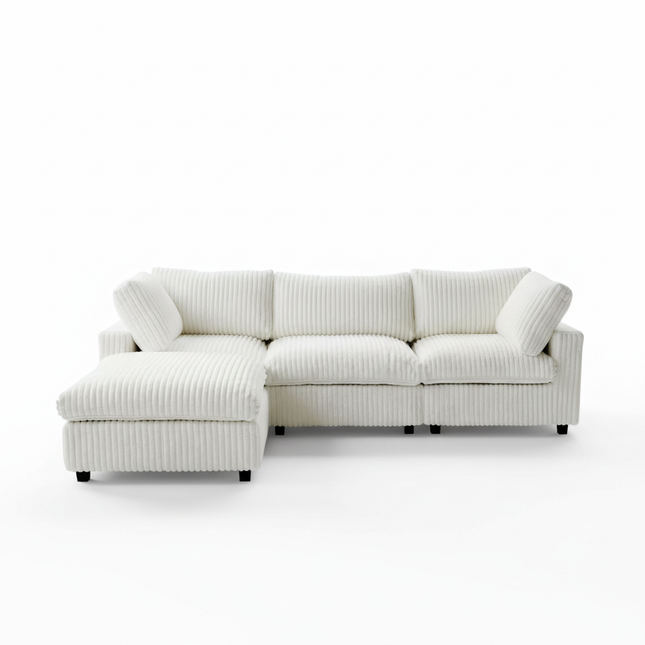 Solenza Palatina | 118" Cloud Modular 3-Seater Sectional + Ottoman | Washable Plush Fabric