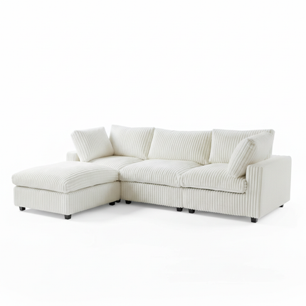 Solenza Palatina | 118" Cloud Modular 3-Seater Sectional + Ottoman | Washable Plush Fabric