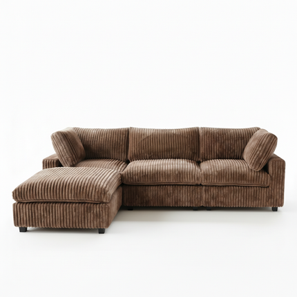 Solenza Palatina | 118" Cloud Modular 3-Seater Sectional + Ottoman | Washable Plush Fabric