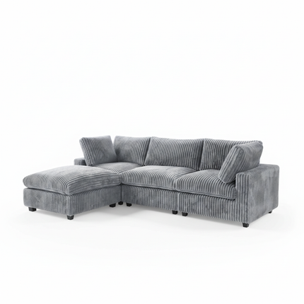 Solenza Palatina | 118" Cloud Modular 3-Seater Sectional + Ottoman | Washable Plush Fabric