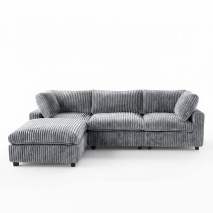 Solenza Palatina | 118" Cloud Modular 3-Seater Sectional + Ottoman | Washable Plush Fabric
