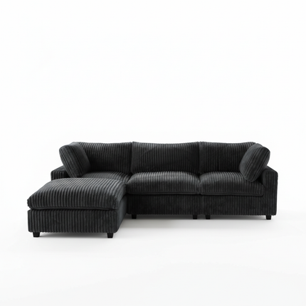 Solenza Palatina | 118" Cloud Modular 3-Seater Sectional + Ottoman | Washable Plush Fabric