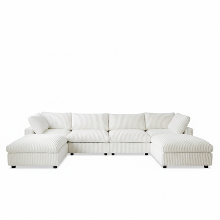 Solenza Palatina | 157" XL Cloud Modular U-Shaped Sectional + 2 Ottomans | Washable Plush Fabric
