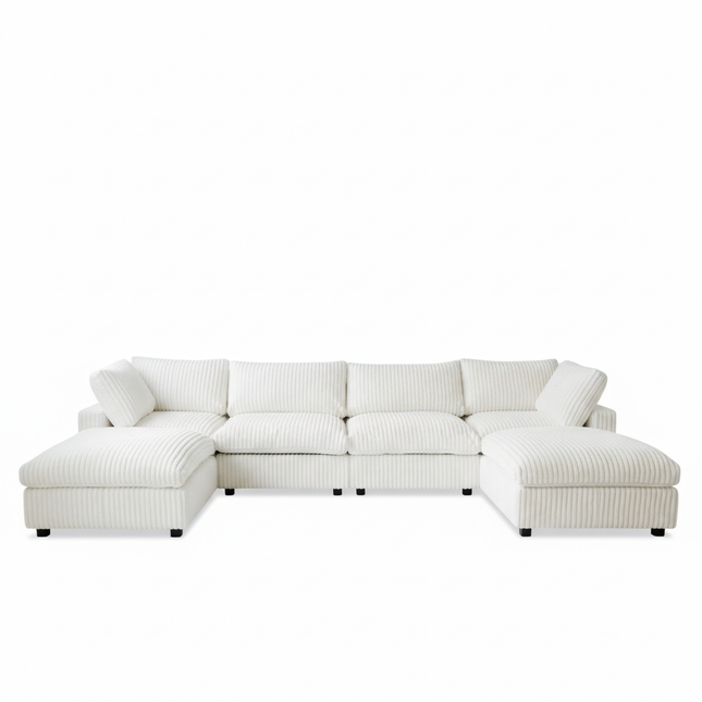 Solenza Palatina | 157" XL Cloud Modular U-Shaped Sectional + 2 Ottomans | Washable Plush Fabric