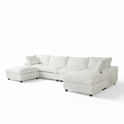 Solenza Palatina | 157" XL Cloud Modular U-Shaped Sectional + 2 Ottomans | Washable Plush Fabric