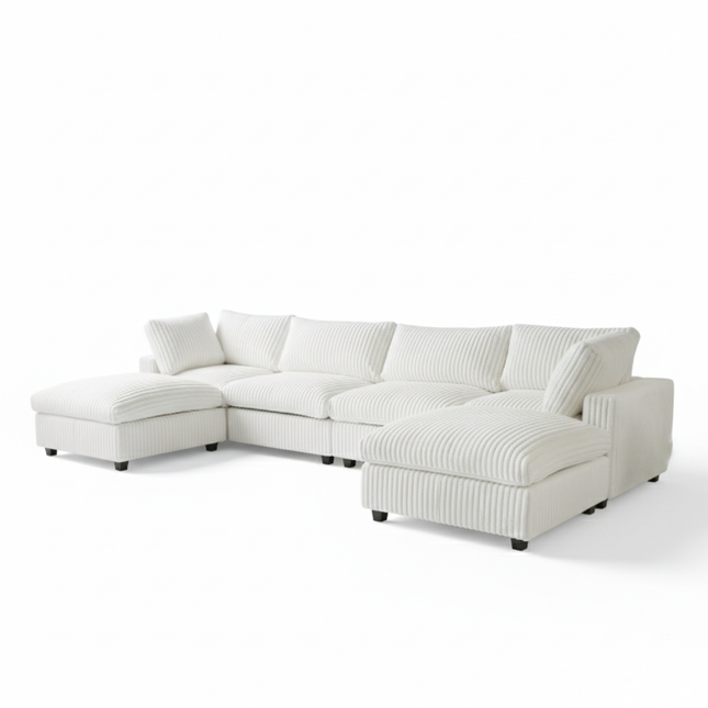 Solenza Palatina | 157" XL Cloud Modular U-Shaped Sectional + 2 Ottomans | Washable Plush Fabric