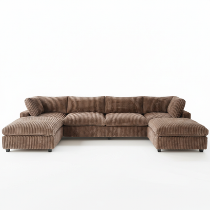 Solenza Palatina | 157" XL Cloud Modular U-Shaped Sectional + 2 Ottomans | Washable Plush Fabric