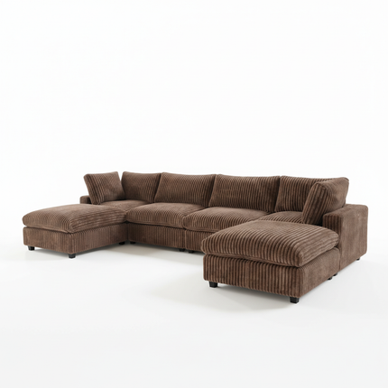 Solenza Palatina | 157" XL Cloud Modular U-Shaped Sectional + 2 Ottomans | Washable Plush Fabric