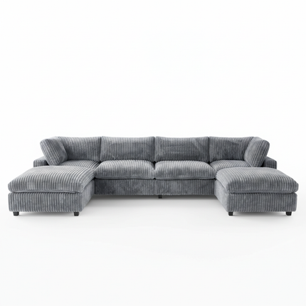 Solenza Palatina | 157" XL Cloud Modular U-Shaped Sectional + 2 Ottomans | Washable Plush Fabric
