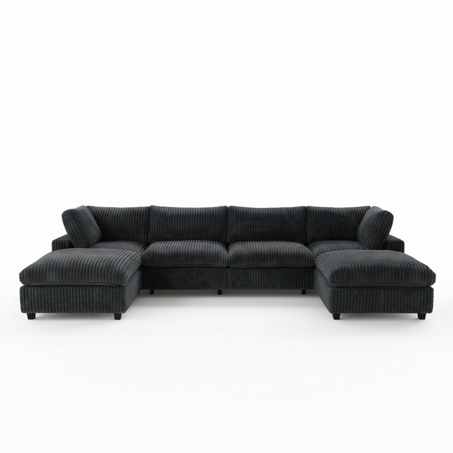 Solenza Palatina | 157" XL Cloud Modular U-Shaped Sectional + 2 Ottomans | Washable Plush Fabric