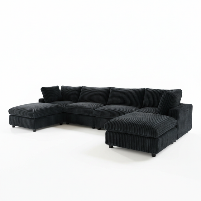 Solenza Palatina | 157" XL Cloud Modular U-Shaped Sectional + 2 Ottomans | Washable Plush Fabric