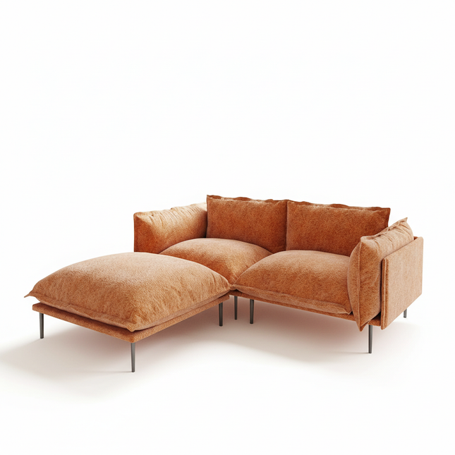 Solenza Aurora | 75" Cloud Modular 2-Seater Sectional + Ottoman - Washable Velvet