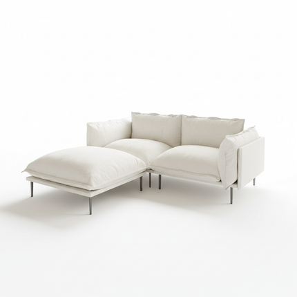 Solenza Aurora | 75" Cloud Modular 2-Seater Sectional + Ottoman - Washable Velvet