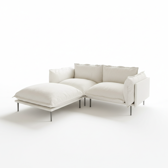 Solenza Aurora | 75" Cloud Modular 2-Seater Sectional + Ottoman - Washable Velvet