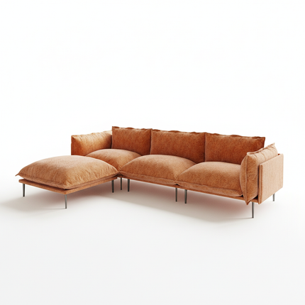 Solenza Aurora | 111" Cloud Modular 3-Seater Sectional + Ottoman - Washable Velvet