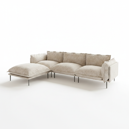 Solenza Aurora | 111" Cloud Modular 3-Seater Sectional + Ottoman - Washable Velvet