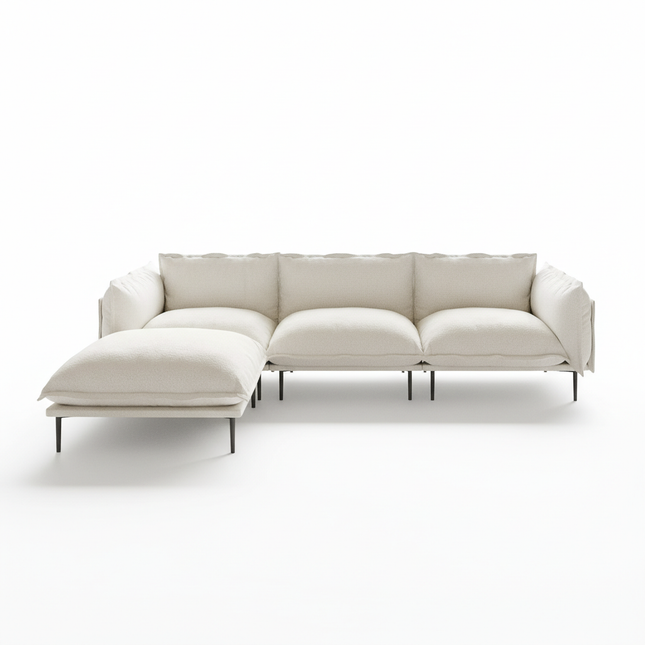Solenza Aurora | 111" Cloud Modular 3-Seater Sectional + Ottoman - Washable Velvet