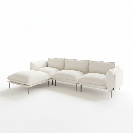 Solenza Aurora | 111" Cloud Modular 3-Seater Sectional + Ottoman - Washable Velvet