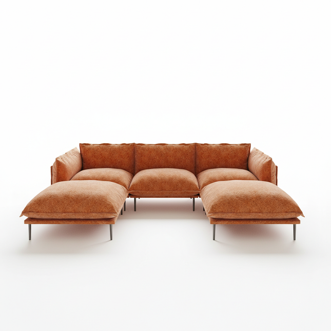 Solenza Aurora | 111" Cloud Modular U-Shaped Sectional + 2 Ottomans - Washable Velvet