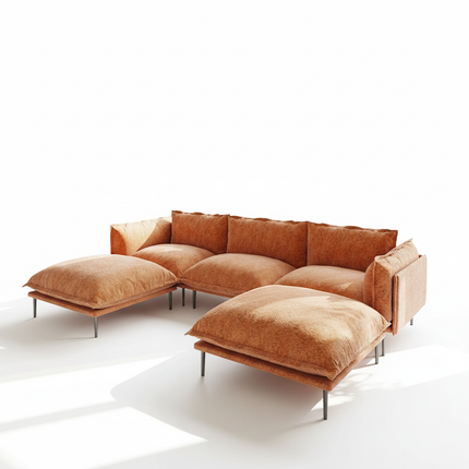 Solenza Aurora | 111" Cloud Modular U-Shaped Sectional + 2 Ottomans - Washable Velvet