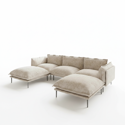 Solenza Aurora | 111" Cloud Modular U-Shaped Sectional + 2 Ottomans - Washable Velvet