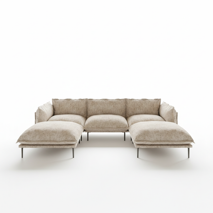 Solenza Aurora | 111" Cloud Modular U-Shaped Sectional + 2 Ottomans - Washable Velvet